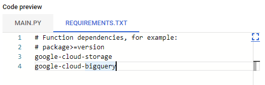 Using Google Cloud Function to save JSON payload from Google Storage Event to Google Bigquery